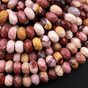 Shop Mookaite Jasper Faceted Beads! Large Australian Mookaite 10mm Faceted Rondelle Beads Sunset Color Red Yellow Pink Maroon 15.5" Strand | Natural genuine faceted Mookaite Jasper beads for beading and jewelry making.  #jewelry #beads #beadedjewelry #diyjewelry #jewelrymaking #beadstore #beading #affiliate #ad