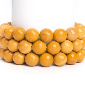 Shop Mookaite Jasper Faceted Beads! Natural Yellow Mookaite Gemstone Grade AAA Micro Faceted Round 6mm  8mm 10mm Loose Beads | Natural genuine faceted Mookaite Jasper beads for beading and jewelry making.  #jewelry #beads #beadedjewelry #diyjewelry #jewelrymaking #beadstore #beading #affiliate #ad