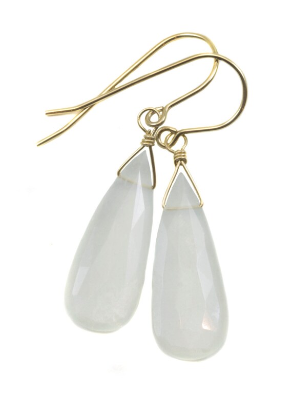 White Moonstone Earrings Sterling Silver Or 14k Solid Gold Filled Faceted Teardrop Natural High Quality Simple Dainty Drops Shimmery Drops