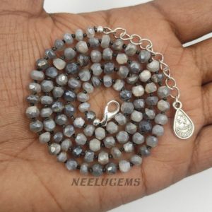 Shop Moonstone Necklaces! Hand Knotted Grey Moonstone Necklace,Gray Moonstone Knotted Necklace,Moonstone Knotted Necklace,Grey Moonstone Necklace,Handmade Necklace | Natural genuine Moonstone necklaces. Buy crystal jewelry, handmade handcrafted artisan jewelry for women.  Unique handmade gift ideas. #jewelry #beadednecklaces #beadedjewelry #gift #shopping #handmadejewelry #fashion #style #product #necklaces #affiliate #ad