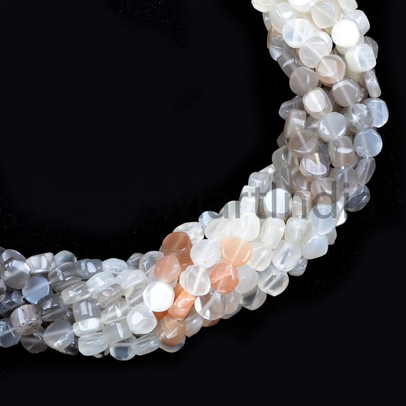 Multi Moonstone Coin Shape Beads, Multi Moonstone Smooth Beads, Multi Moonstone Beads, Moonstone 5-6.50mm