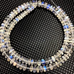 Shop Moonstone Rondelle Beads! AAAA++ QUALITY~~Rainbow Moonstone Rondelle Beads Smooth Rainbow Beads Blue Flashy Moonstone Gemstone Beads High Luster Moonstone Beads. | Natural genuine rondelle Moonstone beads for beading and jewelry making.  #jewelry #beads #beadedjewelry #diyjewelry #jewelrymaking #beadstore #beading #affiliate #ad