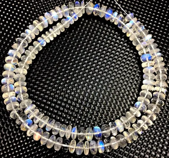 Aaa+ Quality~~natural Rainbow Moonstone Rondelle Beads Smooth Rainbow Beads Blue Flashy Moonstone Gemstone Beads Smooth Rainbow Strand Bead