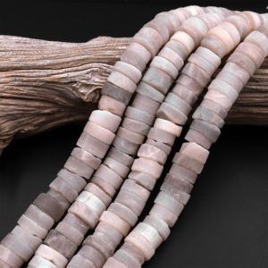 Shop Moonstone Rondelle Beads! Matte Natural Peach Gray Moonstone Rondelle Wheel Beads 15.5" Strand | Natural genuine rondelle Moonstone beads for beading and jewelry making.  #jewelry #beads #beadedjewelry #diyjewelry #jewelrymaking #beadstore #beading #affiliate #ad