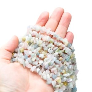 Shop Morganite Chip & Nugget Beads! 30" Natural Morganite Crystal Chip Beads 6mm – 8mm – Double Length Strand Gemstone Beads | Natural genuine chip Morganite beads for beading and jewelry making.  #jewelry #beads #beadedjewelry #diyjewelry #jewelrymaking #beadstore #beading #affiliate #ad