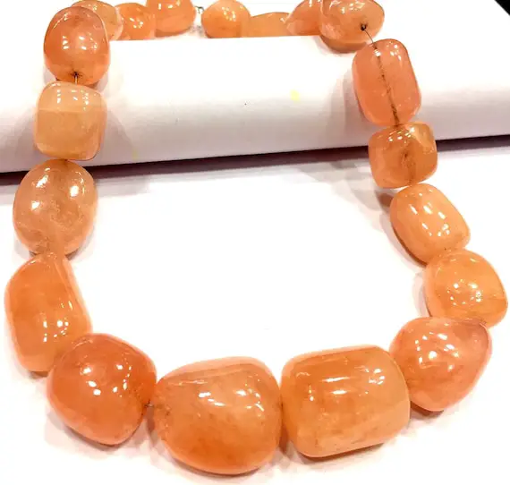 Extremely Rare~natural Pink Morganite Smooth Nuggets Beads Extra Large Size Nuggets High Luster Morganite Beads Peachy Orange Pink Color.