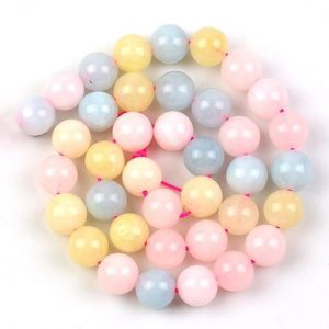 Shop Morganite Round Beads! Morganite stone round beads, 6mm 8mm 10mm Natural genuine multi color stone | Natural genuine round Morganite beads for beading and jewelry making.  #jewelry #beads #beadedjewelry #diyjewelry #jewelrymaking #beadstore #beading #affiliate #ad