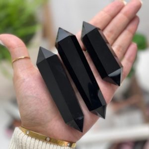 Shop Obsidian Stones & Crystals! Black Obsidian  Double Terminated Point | Double Points Obsidian | Natural genuine stones & crystals in various shapes & sizes. Buy raw cut, tumbled, or polished gemstones for making jewelry or crystal healing energy vibration raising reiki stones. #crystals #gemstones #crystalhealing #crystalsandgemstones #energyhealing #affiliate #ad