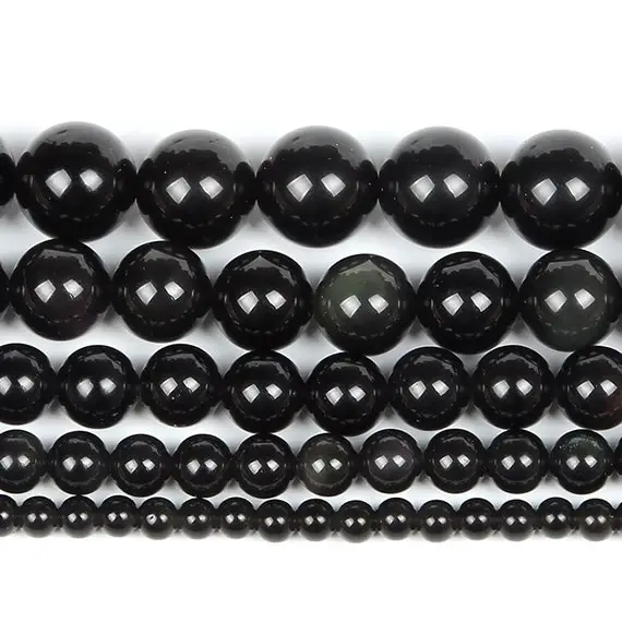 Natural Black Obsidian Beads, Jewelry Gemstone Beads, 4mm 6mm 8mm 10mm 12mm Stone Round Natural Beads,  14mm 16mm 18mm 20mm 15''5 Strand