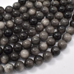 Shop Obsidian Beads! Silver Obsidian Beads, 8mm (8.4mm) Round Beads, 15.5 Inch, Full strand, Approx 48 beads, Hole 1mm (461054002) | Natural genuine beads Obsidian beads for beading and jewelry making.  #jewelry #beads #beadedjewelry #diyjewelry #jewelrymaking #beadstore #beading #affiliate #ad