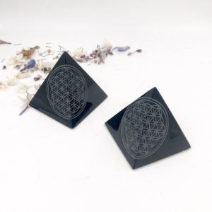 Shop Obsidian Shapes! Black Obsidian Pyramid Carving with Flower of Life – The Stone for Protection and Grounding | Natural genuine stones & crystals in various shapes & sizes. Buy raw cut, tumbled, or polished gemstones for making jewelry or crystal healing energy vibration raising reiki stones. #crystals #gemstones #crystalhealing #crystalsandgemstones #energyhealing #affiliate #ad