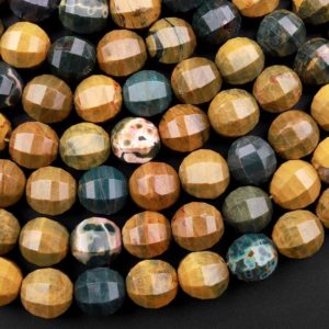 Shop Ocean Jasper Faceted Beads! Natural Ocean Jasper Faceted Lantern Beads Large Rounded 10mm 15.5" Strand | Natural genuine faceted Ocean Jasper beads for beading and jewelry making.  #jewelry #beads #beadedjewelry #diyjewelry #jewelrymaking #beadstore #beading #affiliate #ad