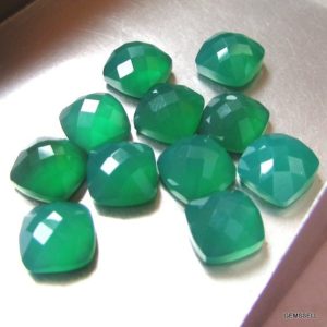Shop Onyx Cabochons! 10mm Green Onyx Faceted Checker Cushion Cabochon Gemstone, Green Onyx Cushion Faceted Checker board Flat Cabochon AAA Quality gemstone | Natural genuine stones & crystals in various shapes & sizes. Buy raw cut, tumbled, or polished gemstones for making jewelry or crystal healing energy vibration raising reiki stones. #crystals #gemstones #crystalhealing #crystalsandgemstones #energyhealing #affiliate #ad
