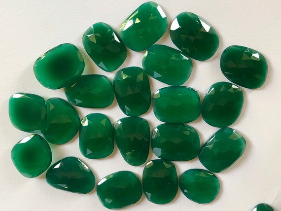 28-30mm Green Onyx Rose Cut Cabochons,  Natural Green Onyx Rose Cut Flat Back Cabochons, Loose Green Onyx In Jewelry (5pcs To 20pcs Options)