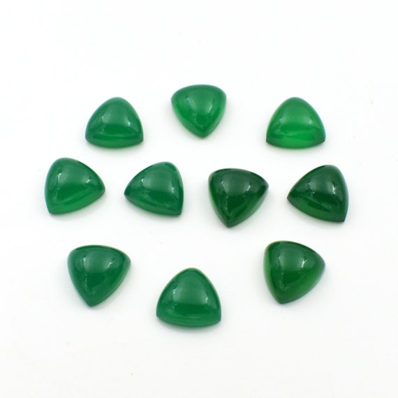 Green Onyx Cabochon Gemstone 3x3 Mm To 25x25 Mm Trillion Shape Flat Back Polished Loose Gemstones Lot For Earring Pendant And Jewelry Making