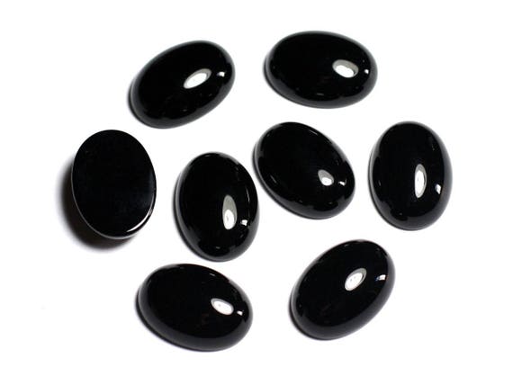 1pc - Cabochon Pierre Onyx Noir Ovale 20x15mm - 7427039743235