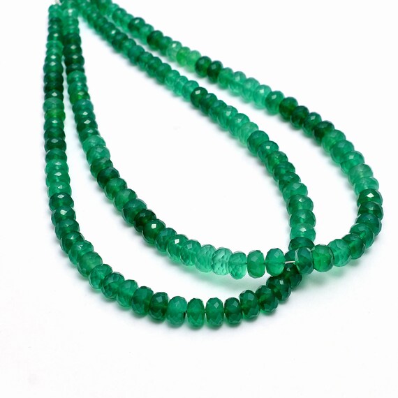 Aaa+ Green Onyx Gemstone 4mm-7mm Faceted Rondelle Beads | 10inch Strand | Natural Multi Green Onyx Semi Precious Gemstone Beads For Jewelry