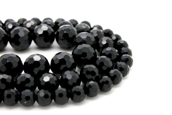 Black Onyx Beads, Natural Faceted Black Onyx Round Ball Sphere Natural Gemstone Beads - Rnf97