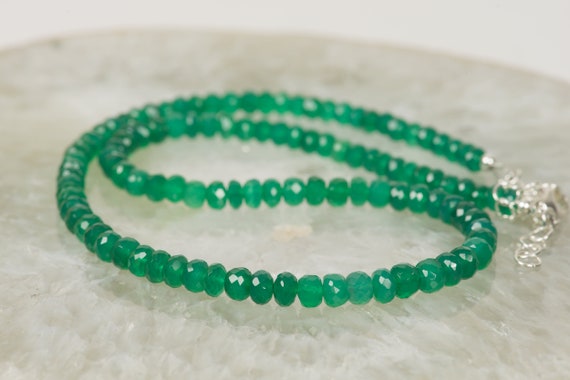 Green Onyx Necklace, Green Natural Gemstone, Handmade Gemstone Jewelry
