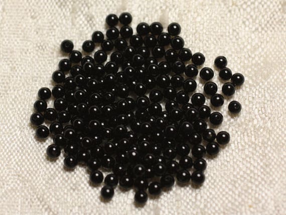 30pc - Perles De Pierre - Onyx Noir Boules 2mm   4558550010513