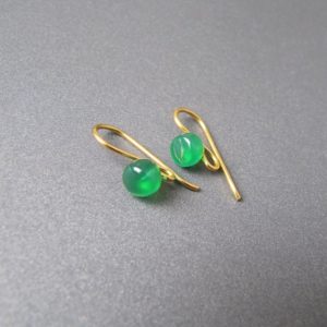 Shop Onyx Bead Shapes! Green Onyx Ear Wires • 18k Gold Vermeil / Sterling Silver 925 • Open Loop Earrings Hooks Findings • Can use Removable drops | Natural genuine other-shape Onyx beads for beading and jewelry making.  #jewelry #beads #beadedjewelry #diyjewelry #jewelrymaking #beadstore #beading #affiliate #ad