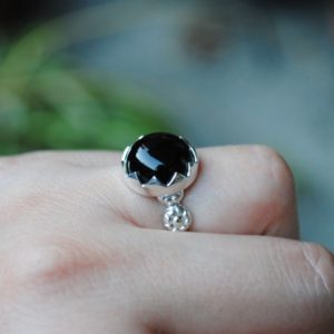Shop Onyx Rings! SIZE 5, Sterling Silver Black Onyx Ring, Black Onyx Jewelry | Natural genuine Onyx rings, simple unique handcrafted gemstone rings. #rings #jewelry #shopping #gift #handmade #fashion #style #affiliate #ad