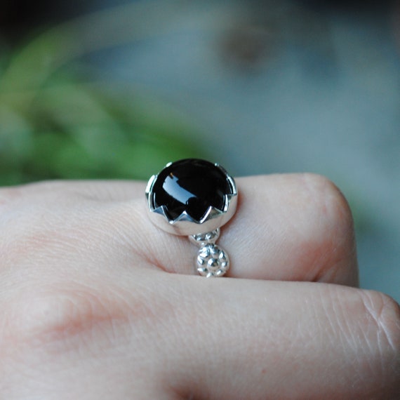 Size 5, Sterling Silver Black Onyx Ring, Black Onyx Jewelry