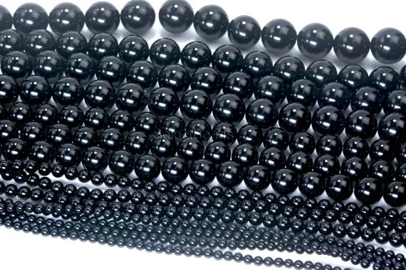 Quality Black Onyx Smooth Round Beads - Natural Onyx Gemsotne Beads - Authentic Black Stone Beads - Smooth Round Onyx Beads - 3-20mm -15inch