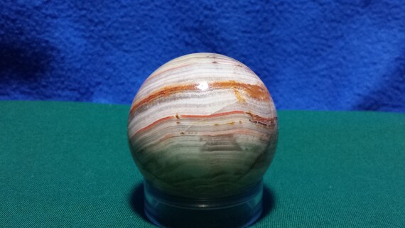 Natural Striped Peruvian Onyx Sphere 1.96 Inch/50mm 179 Grams Decor Piece, Striped Onyx Sphere