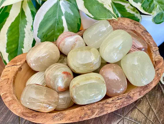 Rainbow Onyx Tumbled Stone | Green Banded Crystal | Marble Onyx | Natural Gemstone
