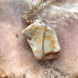 Shop Opal Jewelry! Raw Opal Necklace, Genuine Opal Necklace, Raw Stone Necklace, October Birthstone Necklace, Gift For Mom, Necklace For Women | Natural genuine Opal jewelry. Buy crystal jewelry, handmade handcrafted artisan jewelry for women.  Unique handmade gift ideas. #jewelry #beadedjewelry #beadedjewelry #gift #shopping #handmadejewelry #fashion #style #product #jewelry #affiliate #ad
