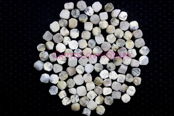 25 Pieces Opaque Milky White Rough Size 8-10 Mm Natural Dendritic Opal  Extremely Balancing Gemstone Rough Making Jewelry Clean Opal Rough