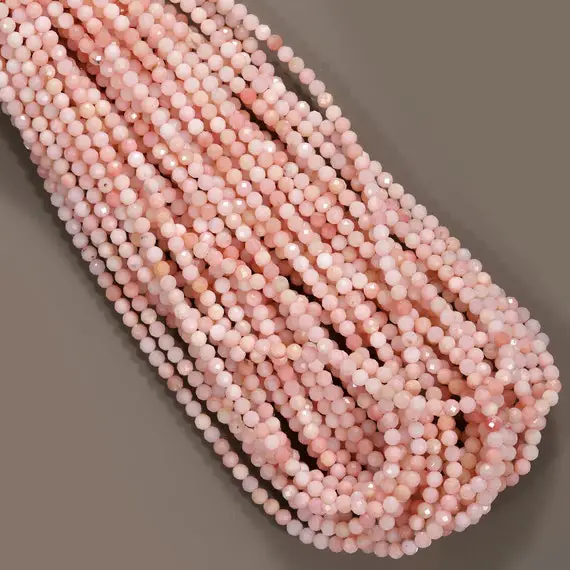Natural Pink Opal Beads, Peruvian Pink Opal Beads, Opal Round Beads, Opal Faceted Beads, Pink Opal Gemstone Beads, Opal Jewelry Making Beads