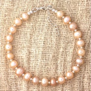 Shop Pearl Bracelets! Bracelet silver 925 and cultured pearls freshwater pastel pink 5-7mm | Natural genuine Pearl bracelets. Buy crystal jewelry, handmade handcrafted artisan jewelry for women.  Unique handmade gift ideas. #jewelry #beadedbracelets #beadedjewelry #gift #shopping #handmadejewelry #fashion #style #product #bracelets #affiliate #ad