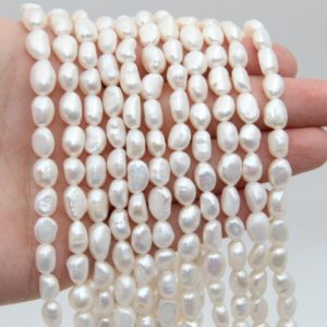 Shop Pearl Beads! 7~8MM Nugget Pearl Beads,White Color Pearl,Natural Freshwater Pearl Beads,Seed Pearl,Luster Pearl,Loose Pearl Strand Beads,Pearl Jewelry. | Natural genuine beads Pearl beads for beading and jewelry making.  #jewelry #beads #beadedjewelry #diyjewelry #jewelrymaking #beadstore #beading #affiliate #ad