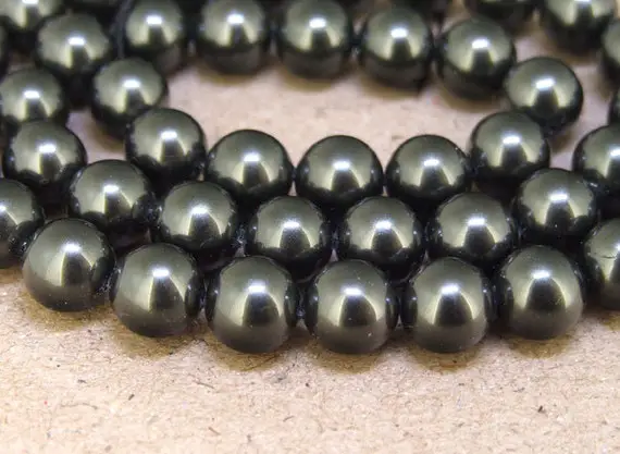 8mm High Luster Black South Seashell Pearl Beads Round Shell Pearl Full One Strand 15.5" In Length 48beads Per Strand Lb1029