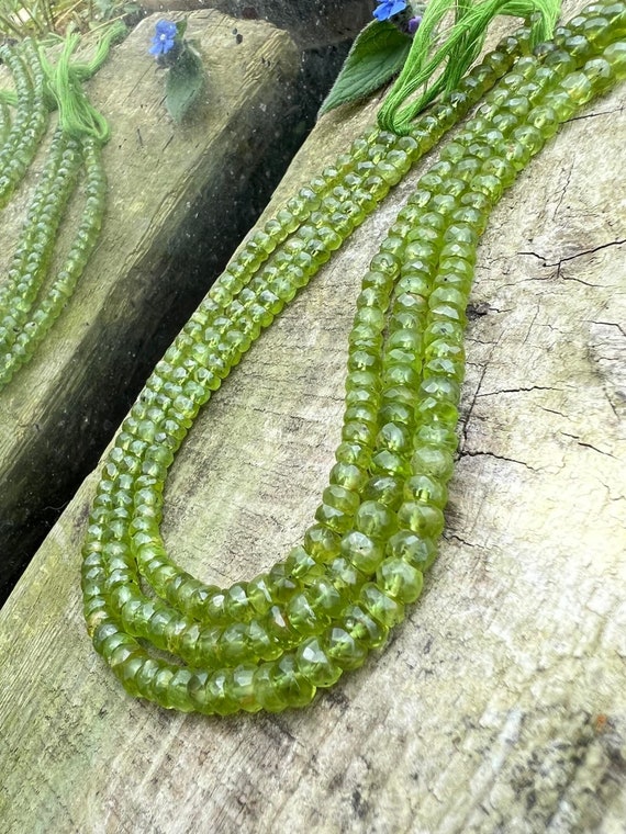 Natural Green  Handcut Rustic Peridot Green Faceted  Rondelle Spacer  Beads / Natural Peridot Gemstone Beads/ 5mm Approx