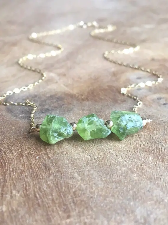 Raw Peridot Necklace, Peridot Pendant,  August Birthstone Jewelry,  Raw Crystal Necklace, Gemstone Necklace, Gift For Women