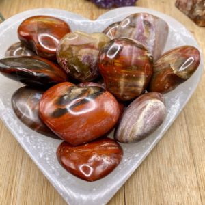 Tumbled Petrified Wood Hearts | Natural genuine stones & crystals in various shapes & sizes. Buy raw cut, tumbled, or polished gemstones for making jewelry or crystal healing energy vibration raising reiki stones. #crystals #gemstones #crystalhealing #crystalsandgemstones #energyhealing #affiliate #ad