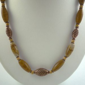 Shop Picture Jasper Necklaces! Picture Jasper Necklace Copper Gemstone Bead Necklace Neutral Colors Copper Wood Jasper Rustic Tribal Style Necklace Picture Jasper Strand | Natural genuine Picture Jasper necklaces. Buy crystal jewelry, handmade handcrafted artisan jewelry for women.  Unique handmade gift ideas. #jewelry #beadednecklaces #beadedjewelry #gift #shopping #handmadejewelry #fashion #style #product #necklaces #affiliate #ad