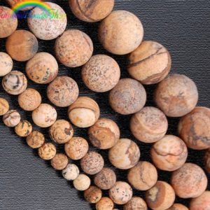 Shop Picture Jasper Beads! Natural Matte Picture Jasper Round Beads,  4mm 6mm 8mm 10mm 12mm Brown Gemstone Beads, 15.5 inch strand | Natural genuine beads Picture Jasper beads for beading and jewelry making.  #jewelry #beads #beadedjewelry #diyjewelry #jewelrymaking #beadstore #beading #affiliate #ad