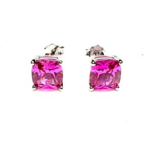 Shop Pink Sapphire Earrings! Lab Made Pink Sapphire Stud Earrings Sterling Silver 925 ,  September Birthstone | Natural genuine Pink Sapphire earrings. Buy crystal jewelry, handmade handcrafted artisan jewelry for women.  Unique handmade gift ideas. #jewelry #beadedearrings #beadedjewelry #gift #shopping #handmadejewelry #fashion #style #product #earrings #affiliate #ad