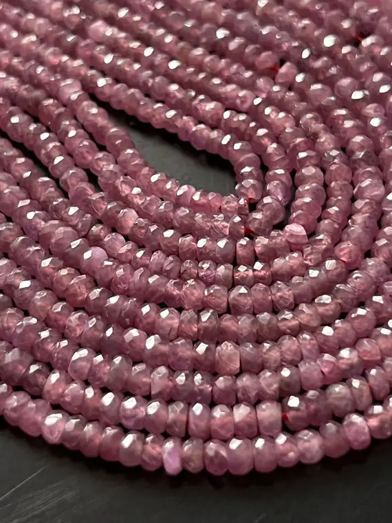 1/2 Strand Pink Sapphire Faceted Roundelles
