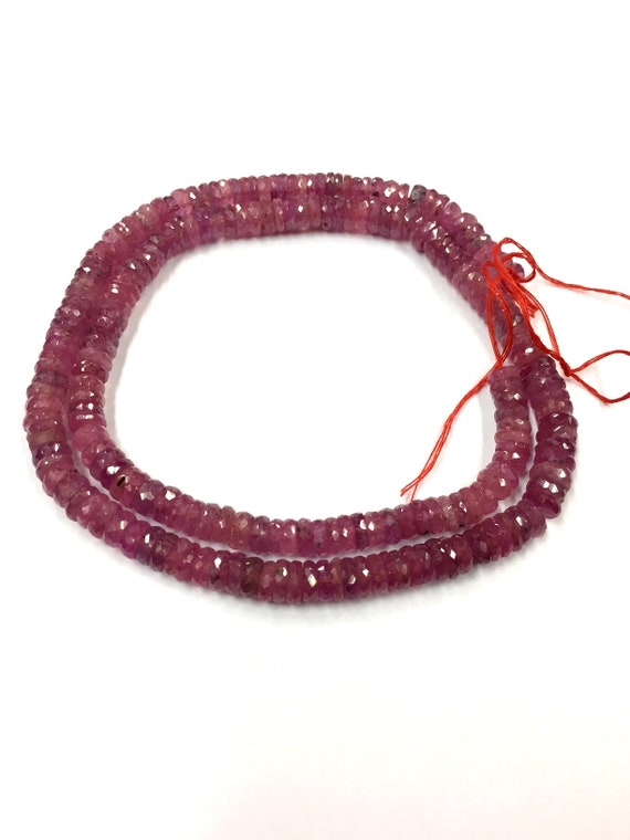 Natural Faceted Pink Sapphire Tyre Beads 6-7mm Wheel Shape Gemstone Beads 18" Strand Wholesale Price