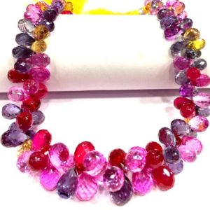AAAA+ QUALITY~~Sparkling~Multi Pink Sapphire Teardrop Beads Sapphire Drops Briolettes Sapphire Gemstone Beads Jewelry Making Drops Beads. | Natural genuine other-shape Gemstone beads for beading and jewelry making.  #jewelry #beads #beadedjewelry #diyjewelry #jewelrymaking #beadstore #beading #affiliate #ad