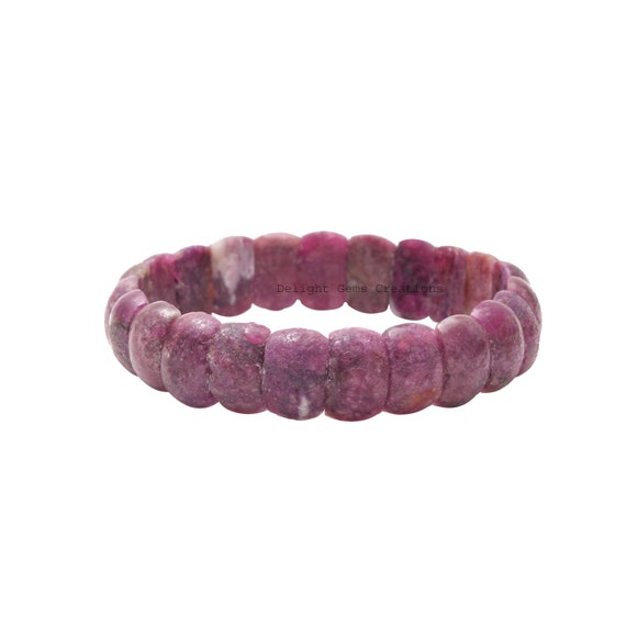 Exclusive Pink Tourmaline Bead Bracelet-13x8mm Cushion Rectangle Pink Gemstone Jewelry-stretchable Bracelet-best Gifts For Her/him Christmas
