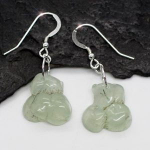 Shop Prehnite Earrings! Green Apple Frost – Rough and Raw Prehnite Sterling Silver Earrings | Natural genuine Prehnite earrings. Buy crystal jewelry, handmade handcrafted artisan jewelry for women.  Unique handmade gift ideas. #jewelry #beadedearrings #beadedjewelry #gift #shopping #handmadejewelry #fashion #style #product #earrings #affiliate #ad