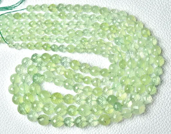 Aaa Prehnite Faceted Ball Beads 4mm To 8.5mm Faceted Disco Balls Gemstone Ball Beads Superb Prehnite Round Beads 16 Inches Strand No5636