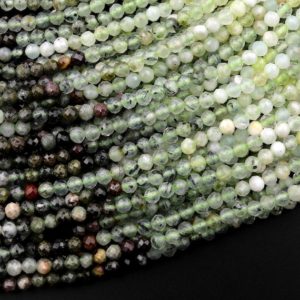Shop Prehnite Faceted Beads! Micro Faceted Natural Multicolor Green Prehnite Round Beads 3mm 15.5" Strand | Natural genuine faceted Prehnite beads for beading and jewelry making.  #jewelry #beads #beadedjewelry #diyjewelry #jewelrymaking #beadstore #beading #affiliate #ad