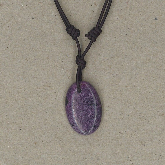 Purpurite Pendant Adjustable Leather Necklace Handmade By Chris Hay